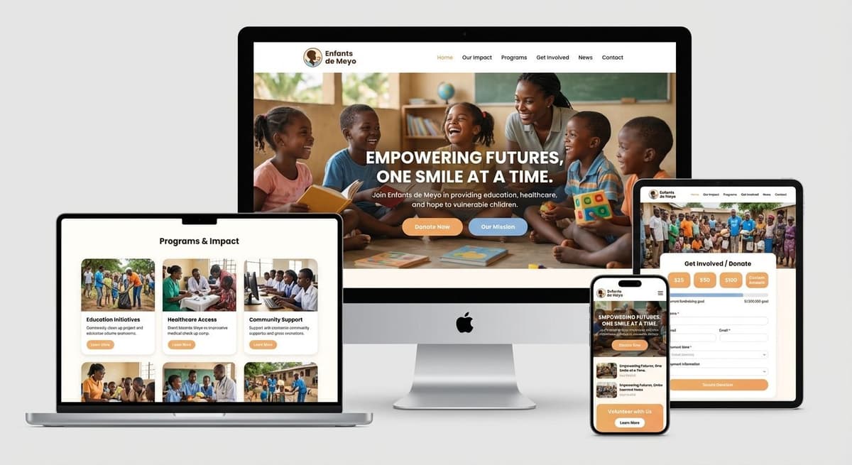 Site web Enfants de Meyo pour le parrainage et l'impact social au Cameroun