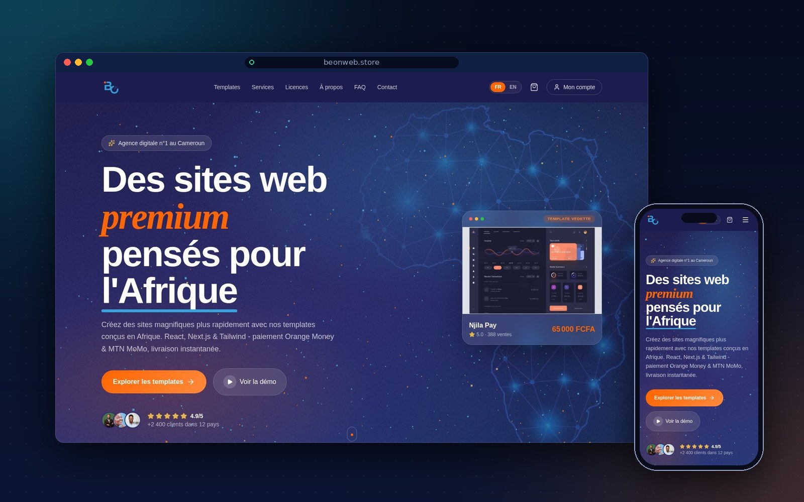 BEONWEB Templates — Boutique de templates web premium pensés pour l’Afrique