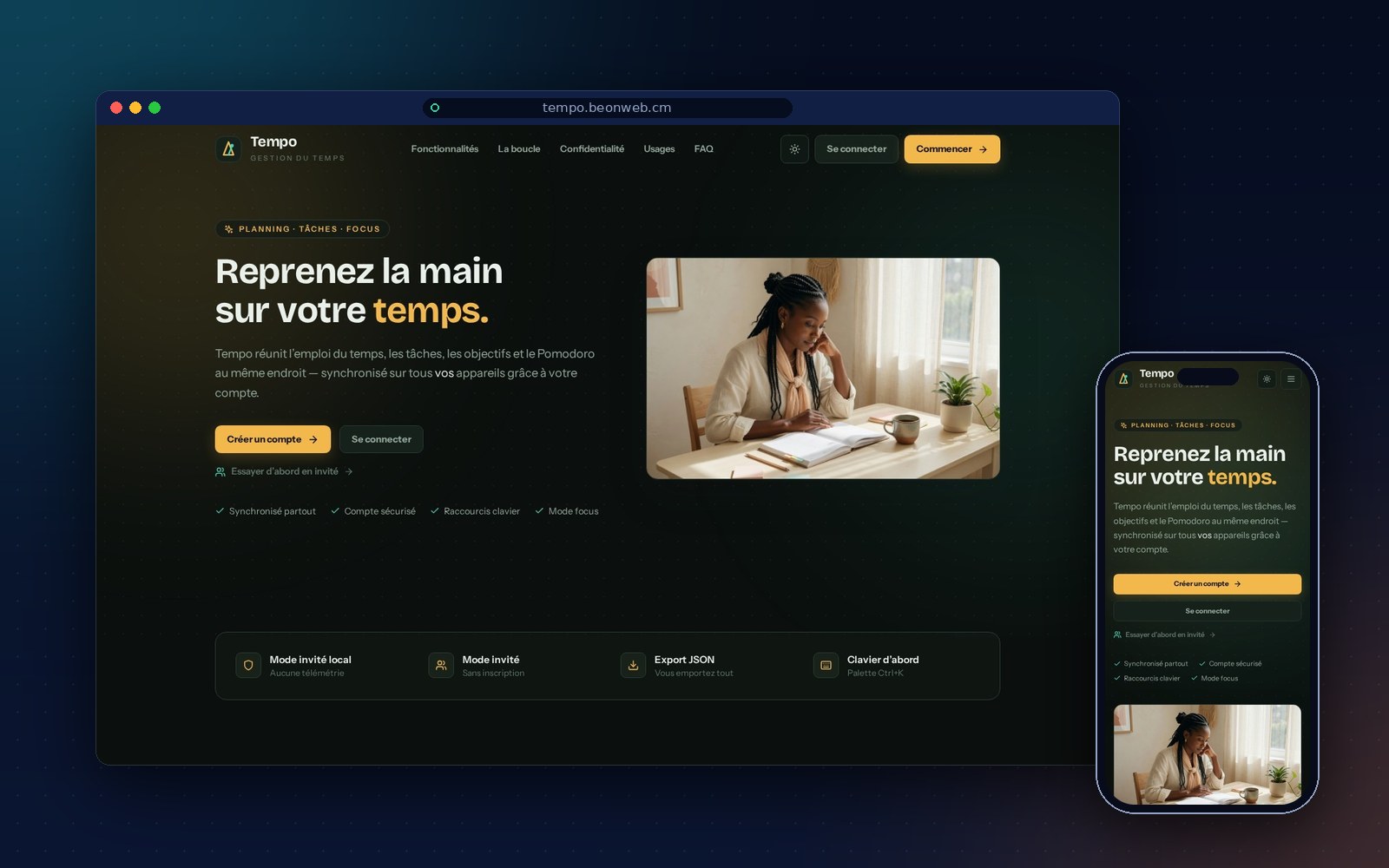 Tempo — Application de gestion du temps : agenda, tâches, objectifs et Pomodoro